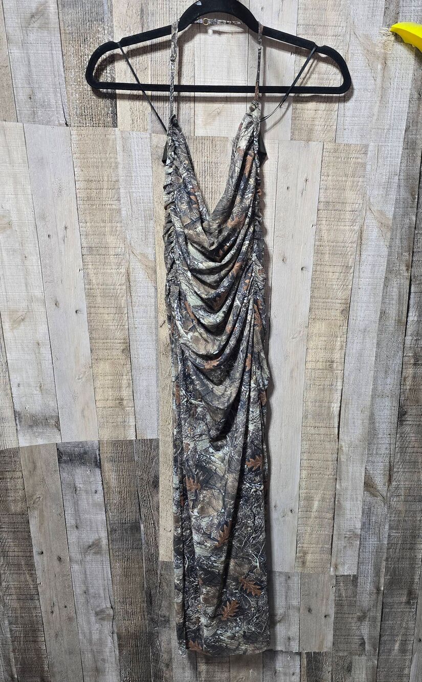 Bear Dance Camo Bodycon Midi Dress Small Redneck Country Cocktail Party Event